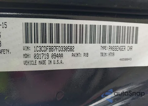 2015 Dodge Dart Sxt from USA, damaged, VIN 1C3CDFBB7FD330582